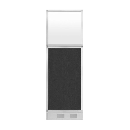 Versare Hush Panel Configurable Cubicle Partition 2' x 6' Black Fabric Frosted Window w/ Cable Channel 1856202-3